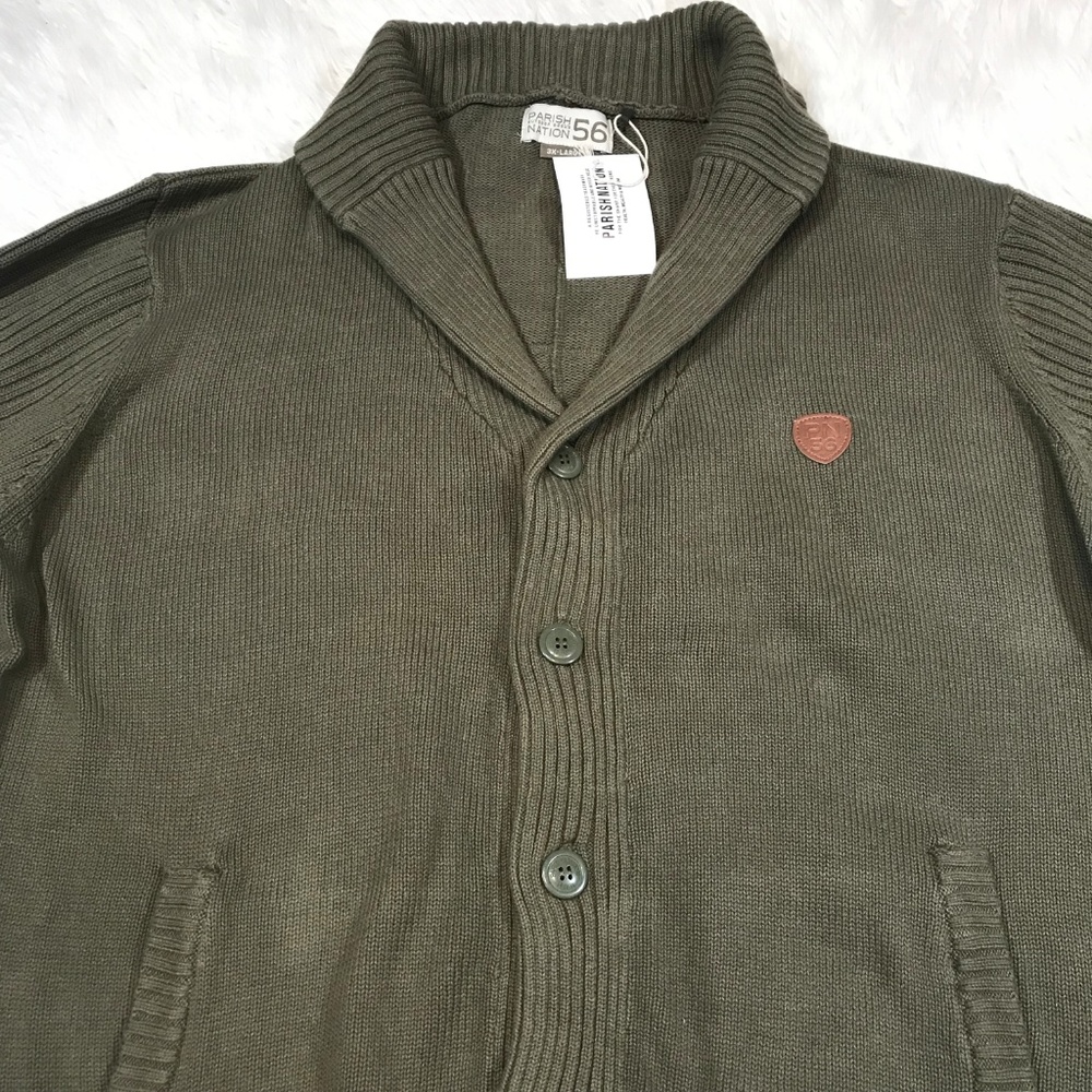 PARISH NATION MENS SHAWL COLLAR CARDIGAN SWEATER - Picture 2 of 4